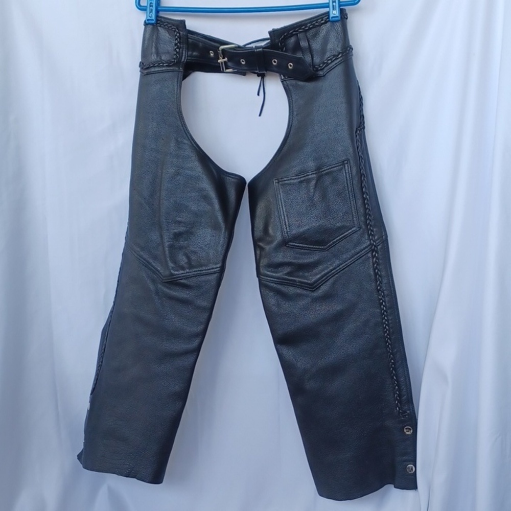 Hudson Leather Black Leather Chaps Size XS